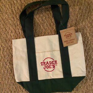 Trader Joe's Mini Canvas Tote Bag GREEN